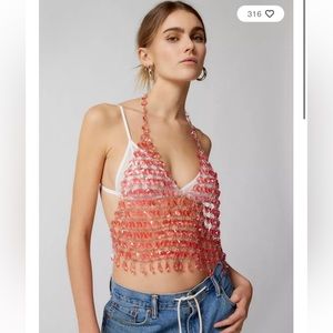 Urban Outfitters Pink Beaded Crop Top